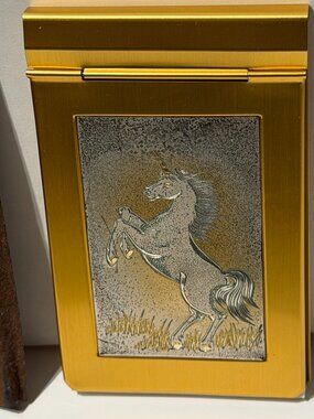 Chokin Art Gold Color Unicorn Note Pad Vintage Japan